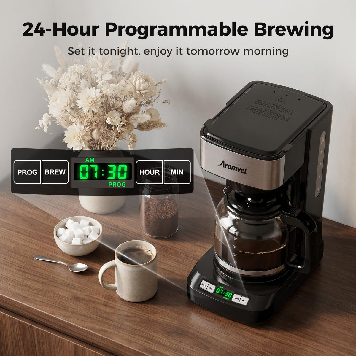12-Cup Programmable Drip Coffee Maker with Glass Carafe S987