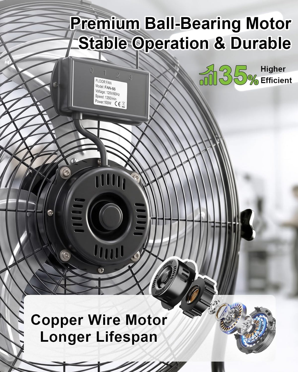 18" Industrial High Velocity Floor Fan with Remote U9908
