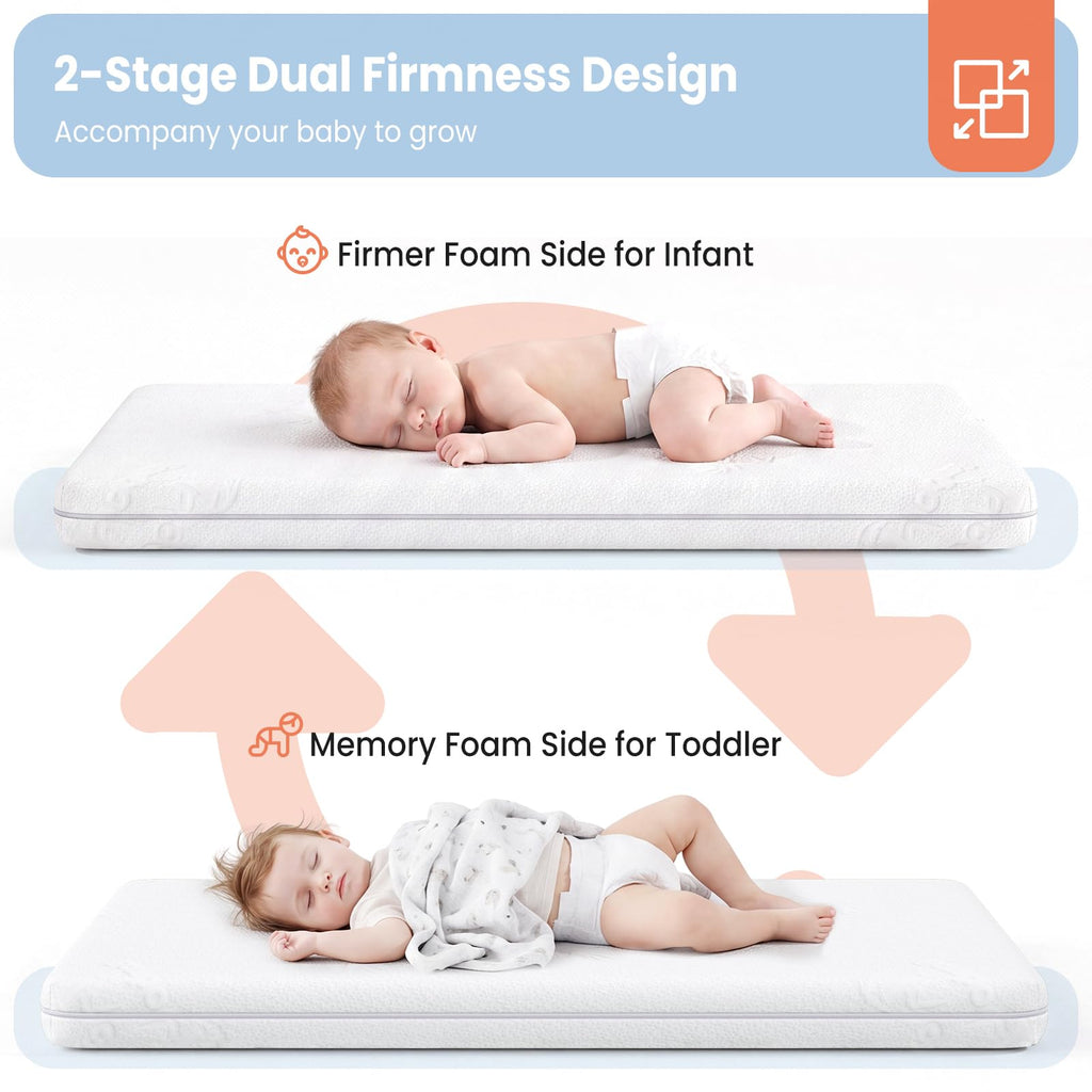 2" Thick Dual Sided Gel Memory Foam Bassinet Mattress M372450