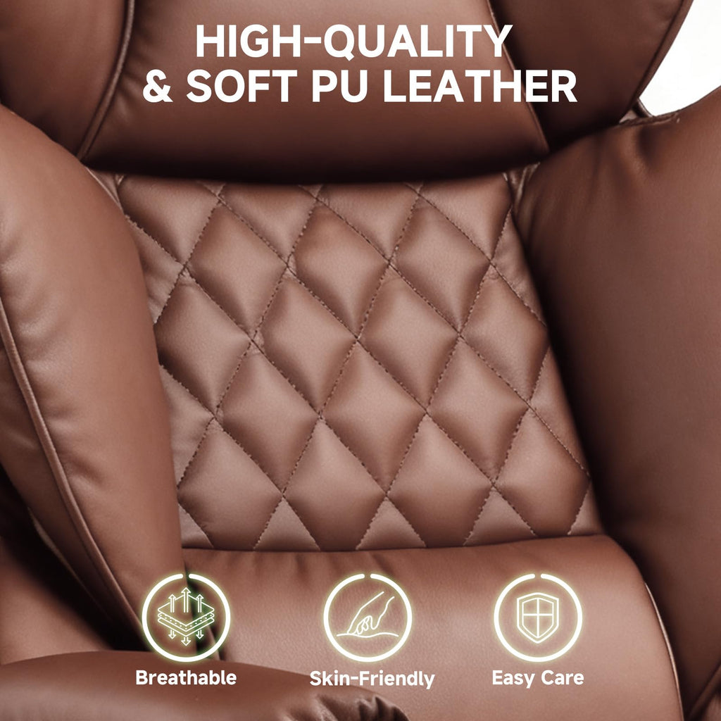 Big and Tall High Back Leather Office Chair with Footrest J689