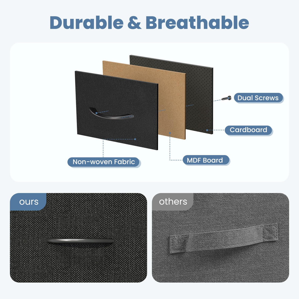 Black 8 Fabric Drawer Dresser with Wood Top W6357