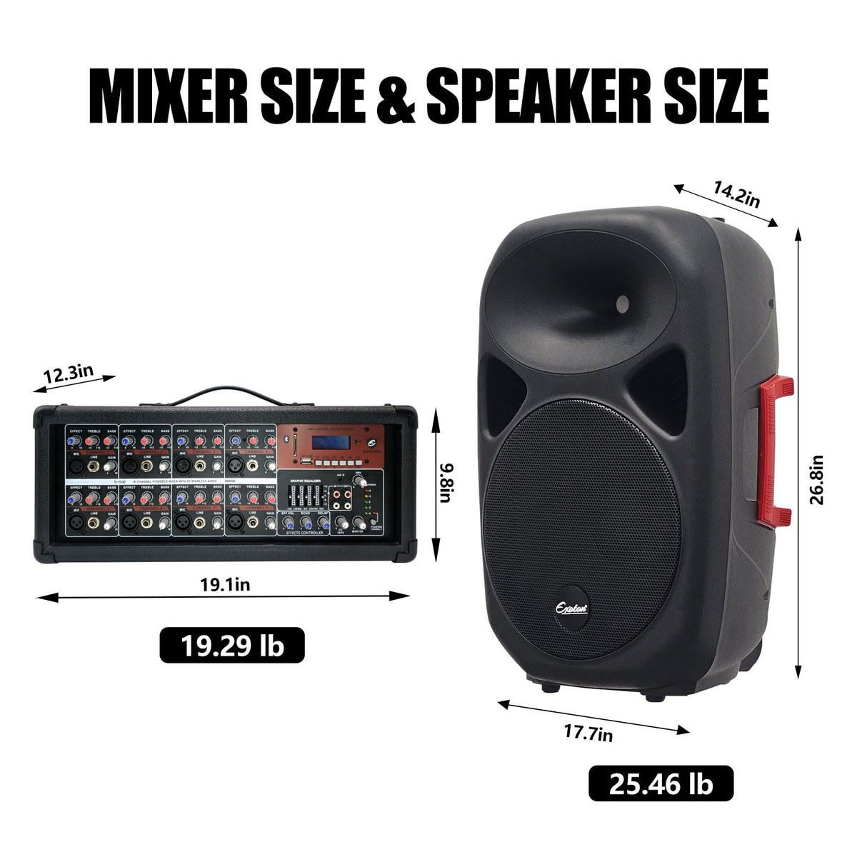 15inch 2000W Bluetooth PA System with Powered Mixer Set P58902