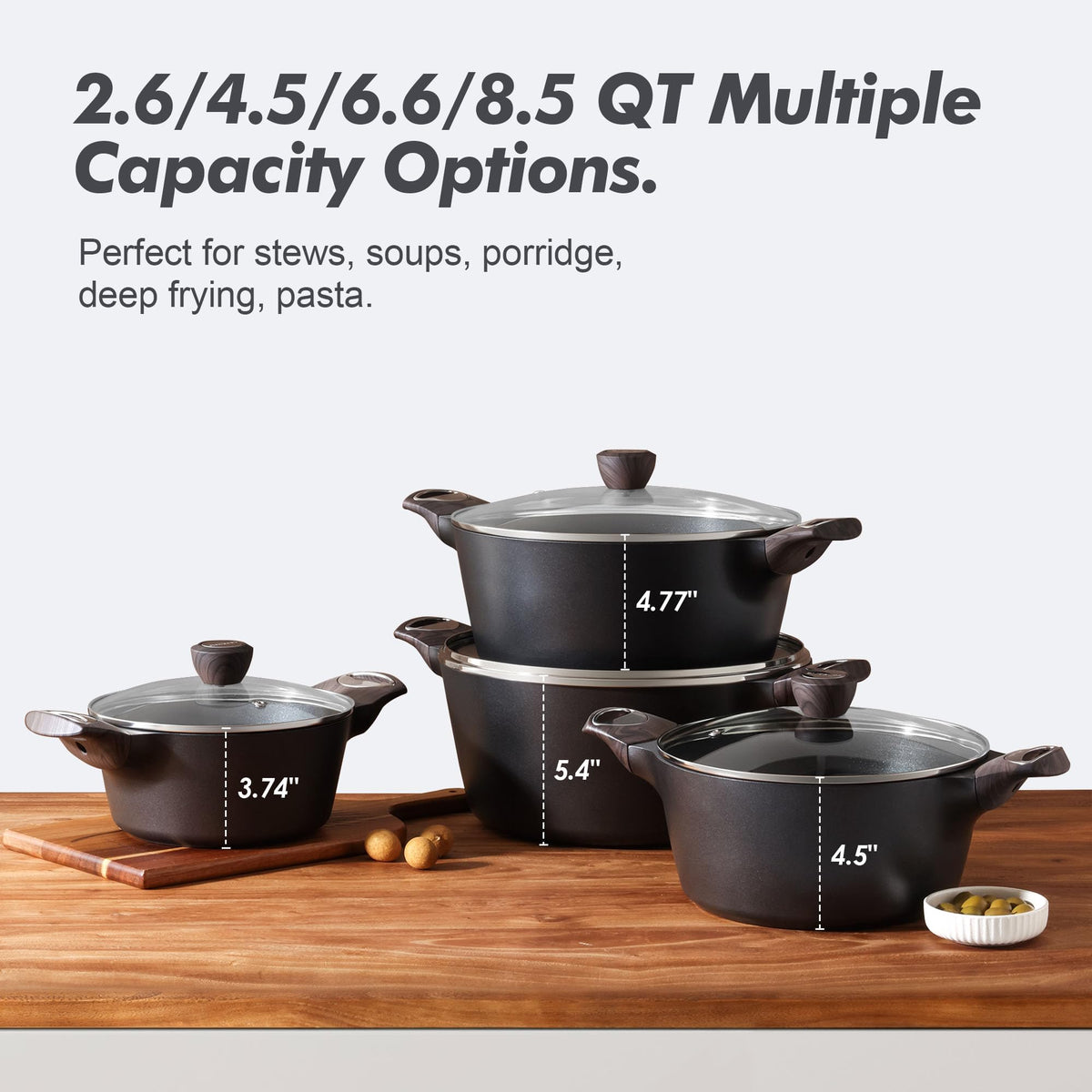 Nonstick Stock Pot with Lid 6.6 QT Black S77150