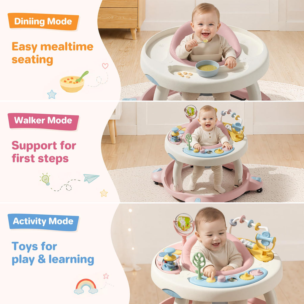 Foldable Baby Walker with Wheels and Rotating Seat P14568