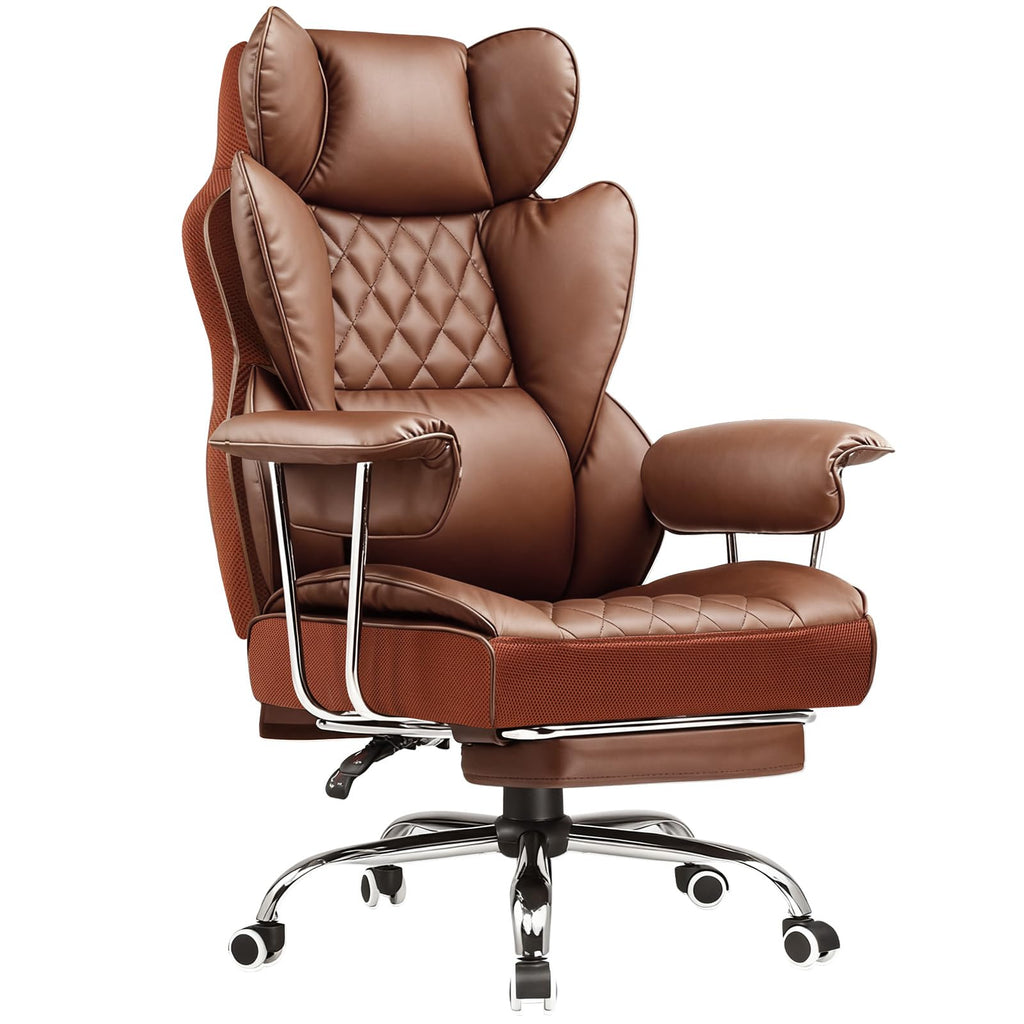 Big and Tall High Back Leather Office Chair with Footrest J689