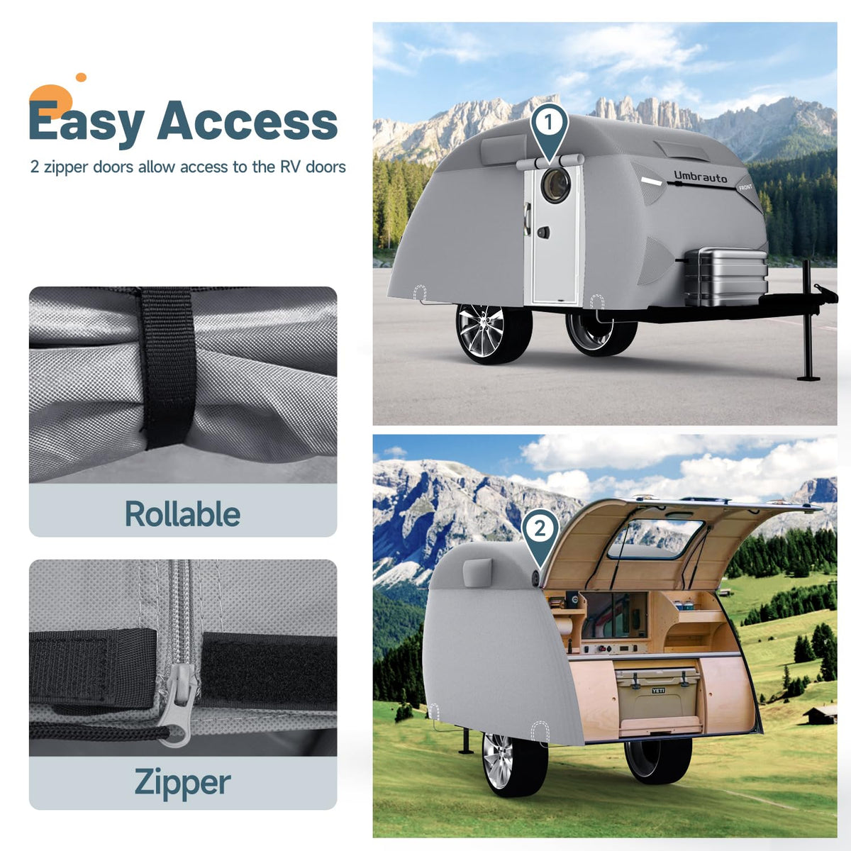 8'-10' 7 Layers Waterproof Travel Trailer Cover D78056