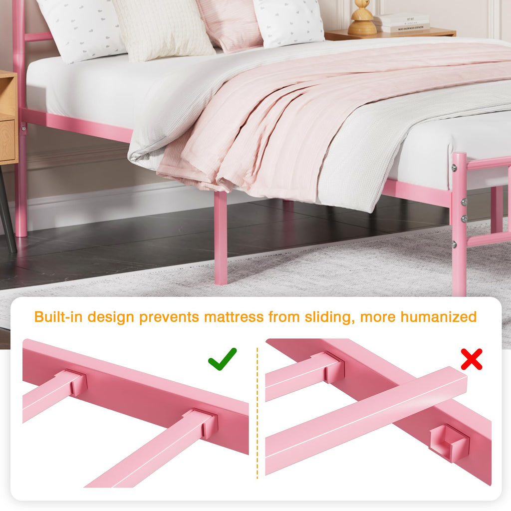 Twin Size Metal Bed Frame with Headboard and Footboard C254