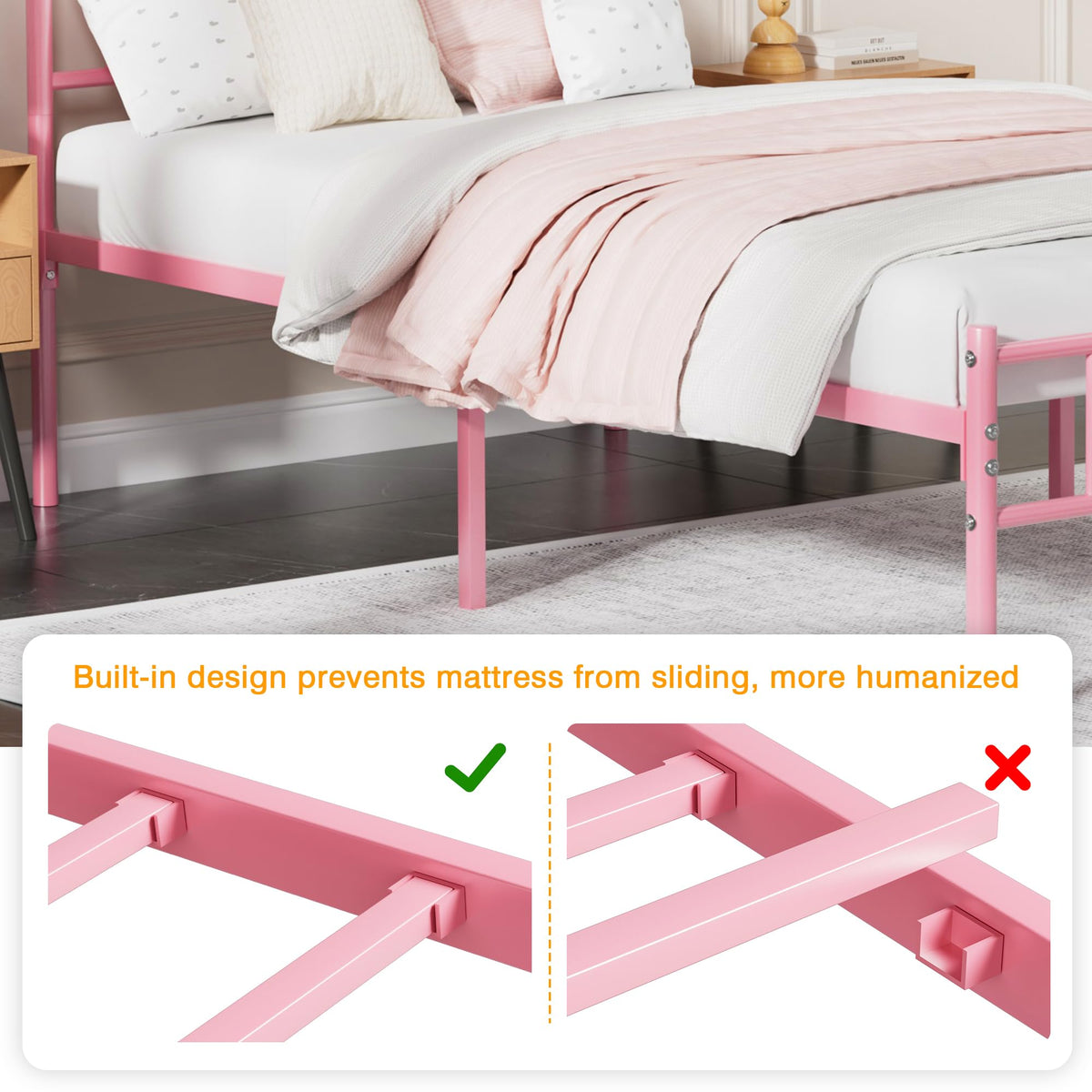 Twin Size Metal Bed Frame with Headboard and Footboard C254