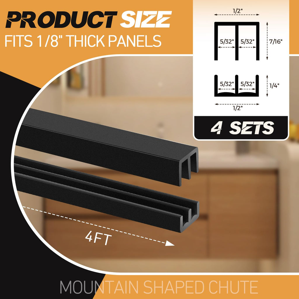 4 Sets 4ft 1/8" Sliding Door Track J4210
