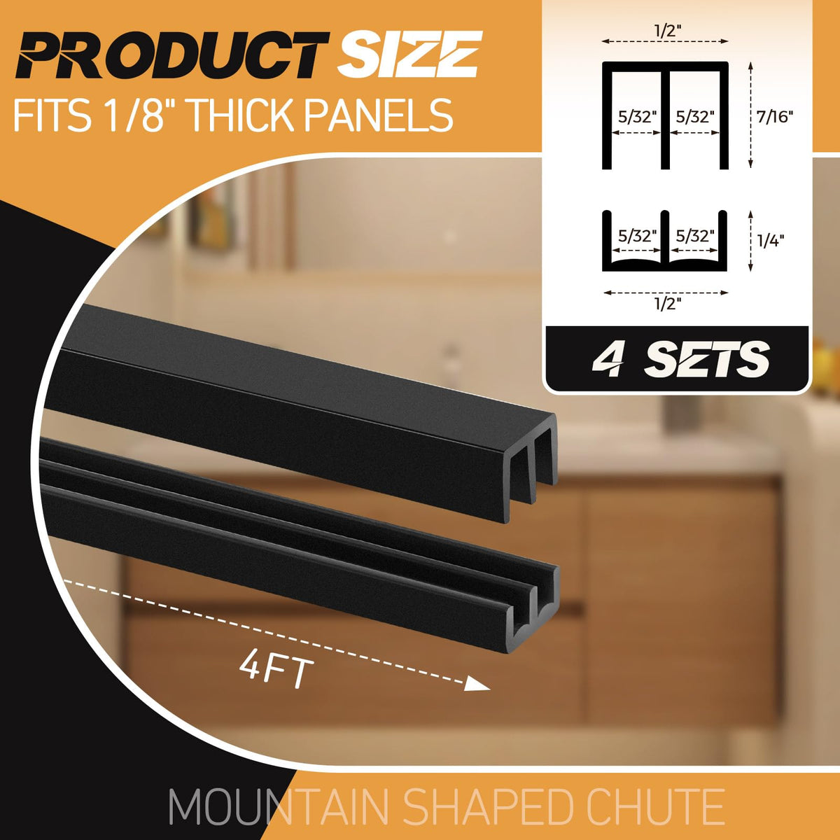 4 Sets 4ft 1/8" Sliding Door Track J4210