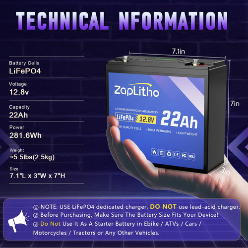 12V 22Ah LiFePO4 Lithium Battery W4700