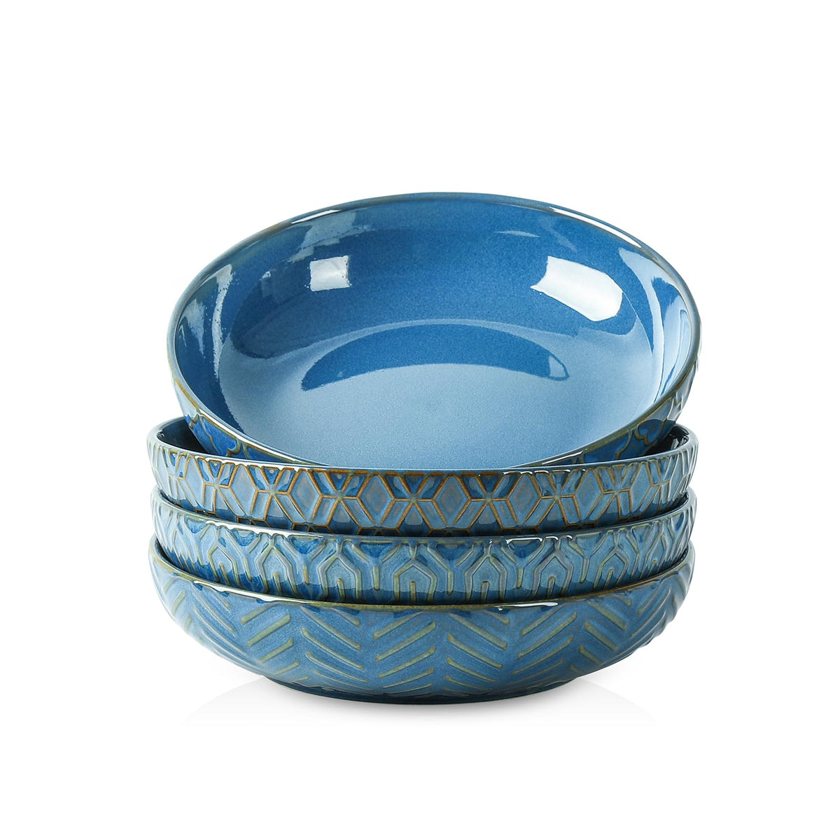 Blue 30oz Embossed Pasta Bowls Set of 4 F346761