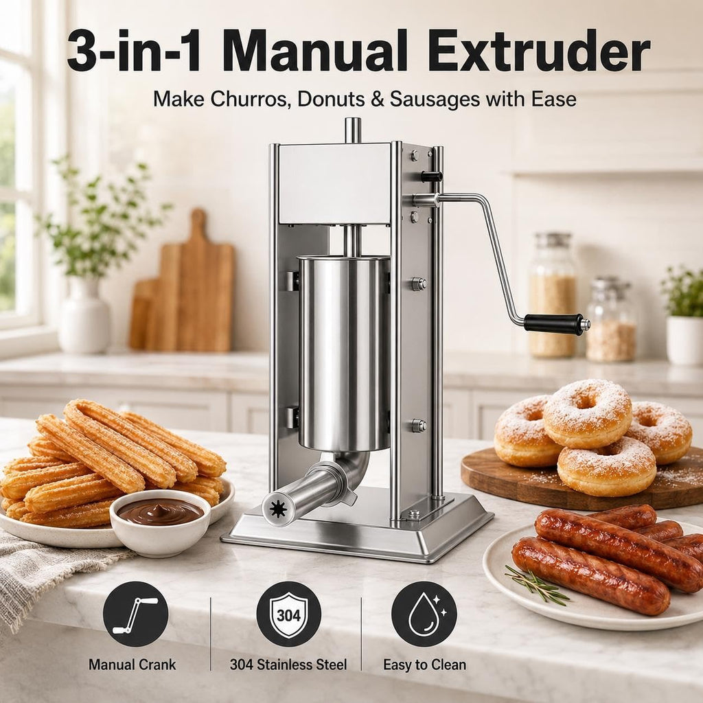 Vertical Sausage Stuffer and Churro Machine Combo, 304 Steel, 3L/5L/7L X695