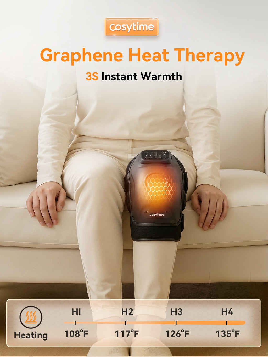Cordless Knee Massager with Airbag Compression and Heat U685822