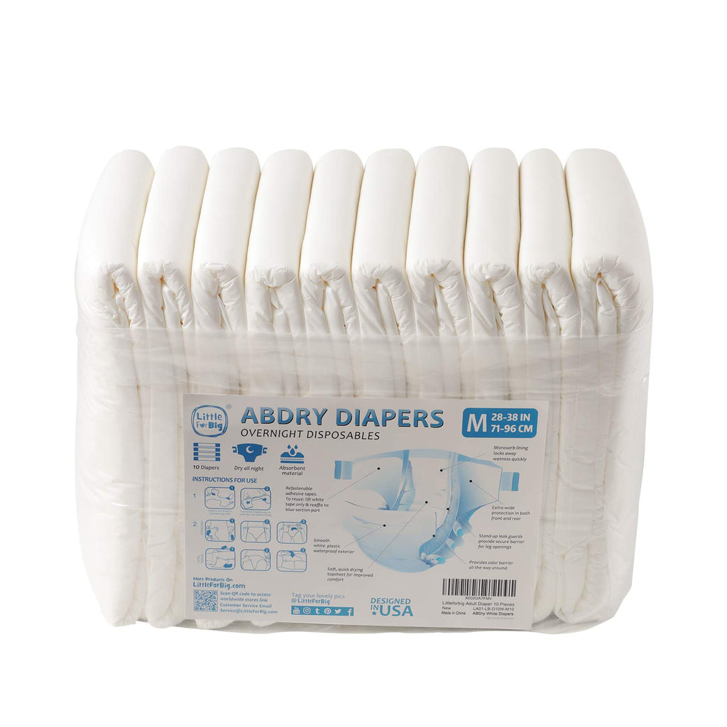 Adult Diaper 10 Pieces White Medium 28"-38" M233253