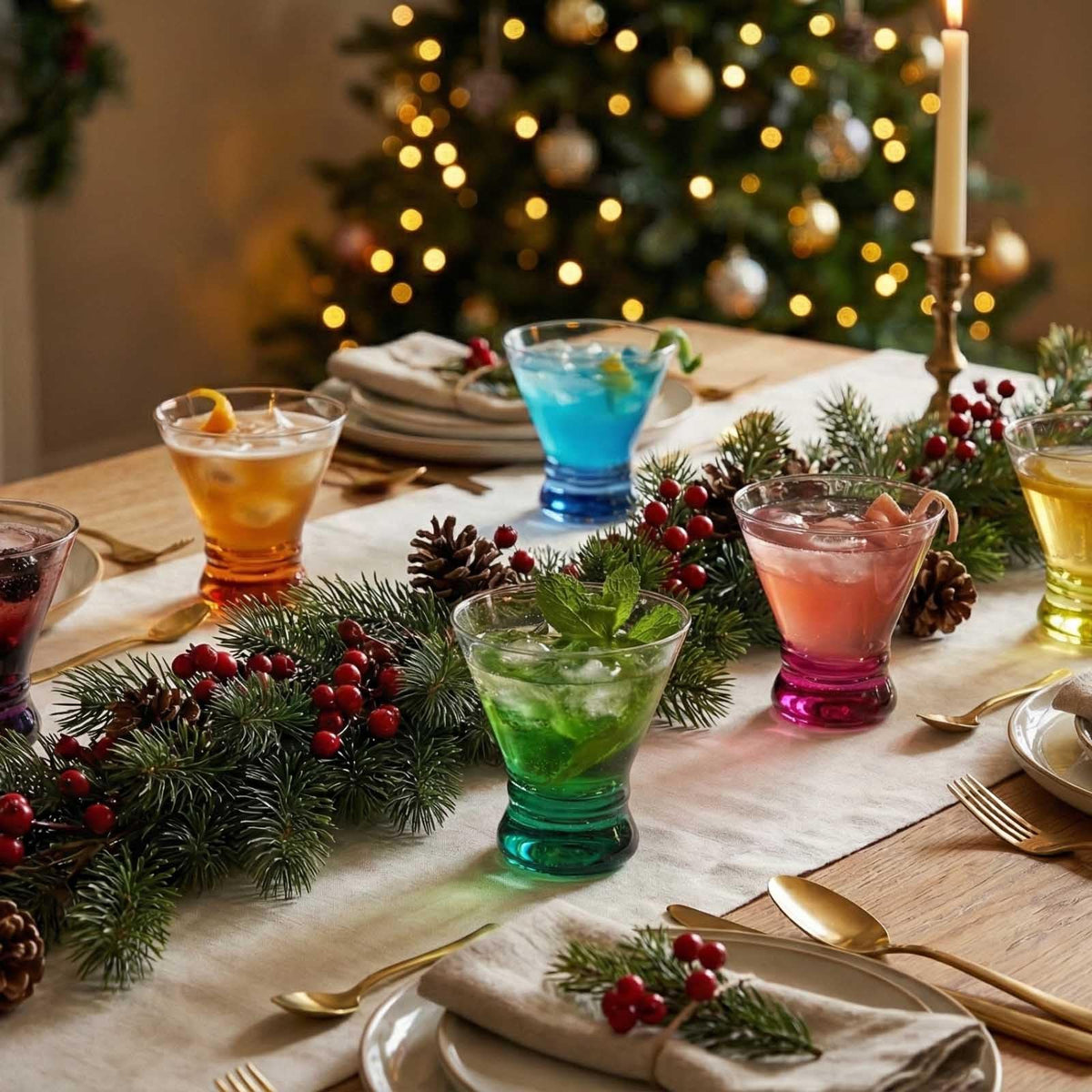 Colored Stemless Martini Glasses Set of 6 P58918