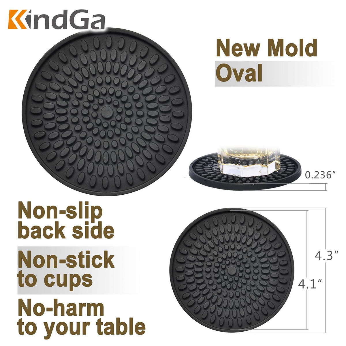 Silicone Coasters Set of 8 Black Z690016