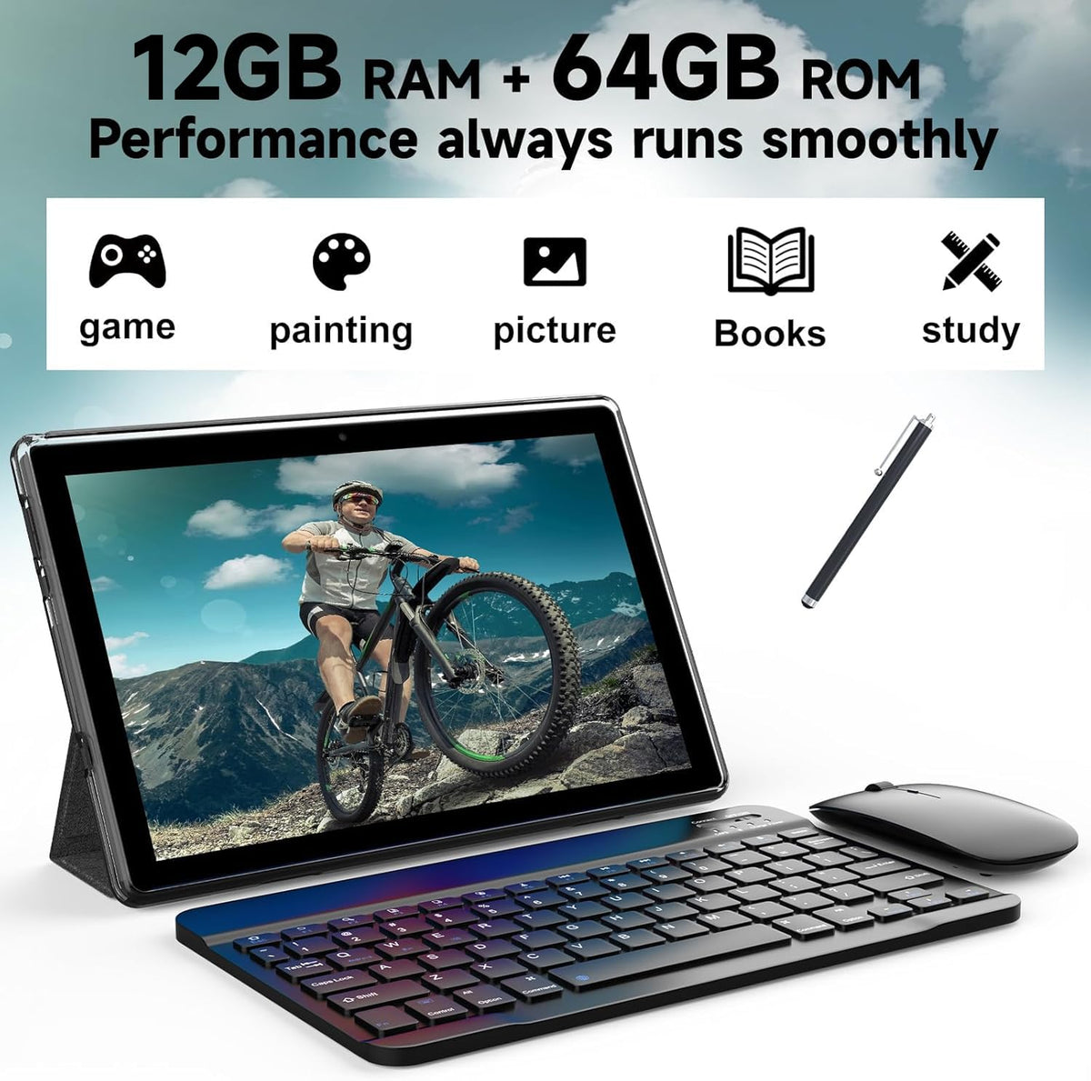 10 inch Tablet 12GB RAM 64GB ROM Black I387505