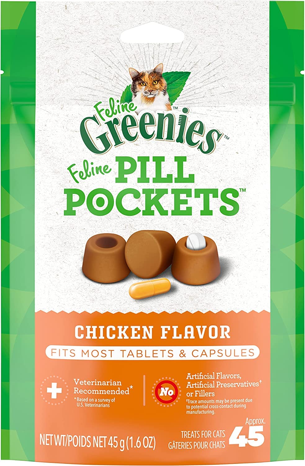 Chicken Flavor Cat Treats 1.6 oz 45 Count Pack of 6 O9142