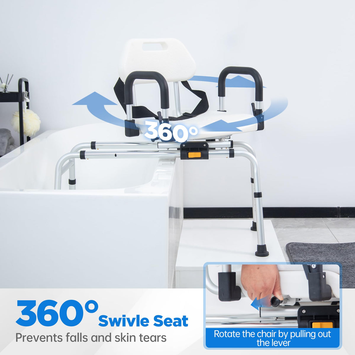 Sliding Shower Chair Tub Transfer Bench with Swivel Seat N792