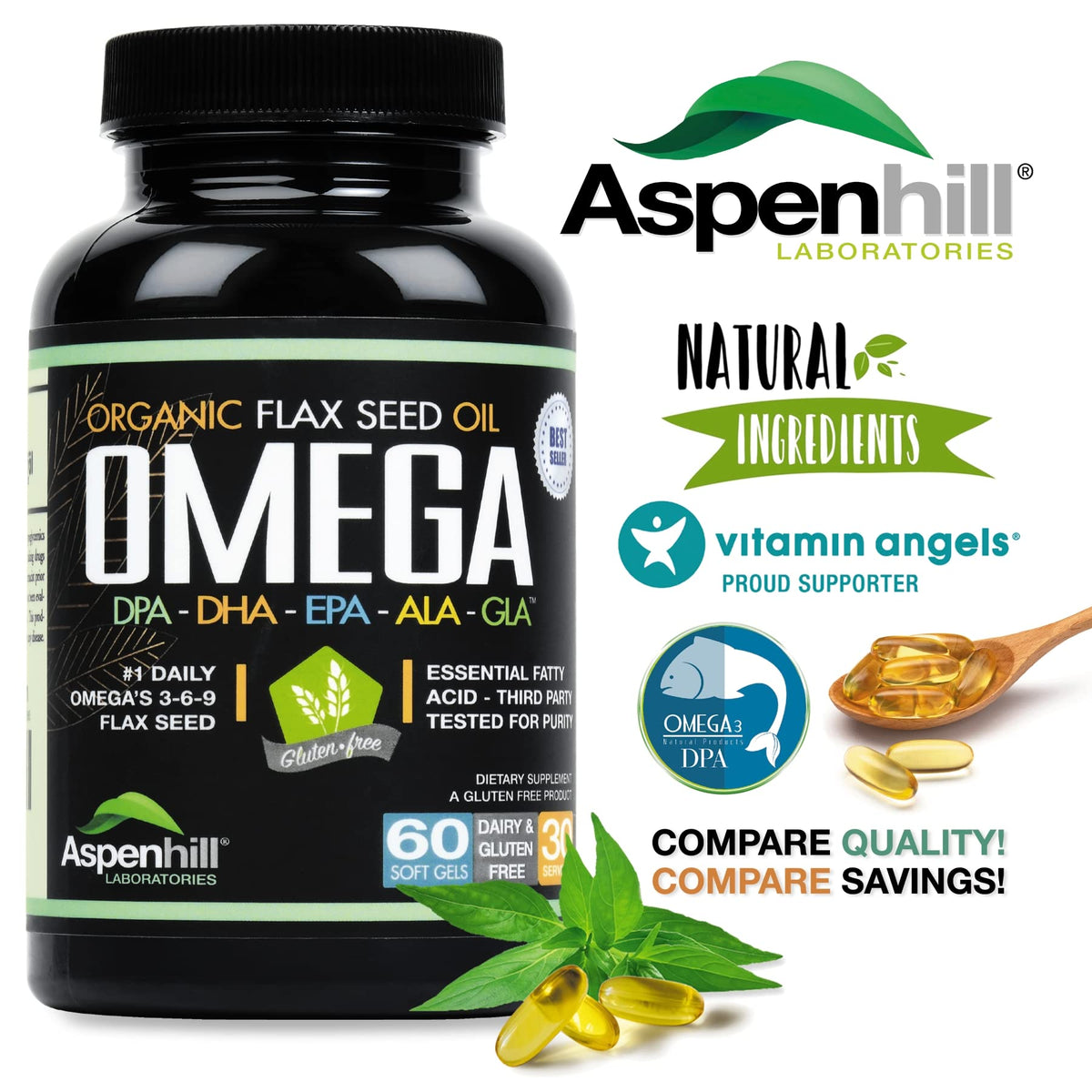 Wild Caught Omega 3 Fish Oil 2400 mg 60 SoftGels R1543