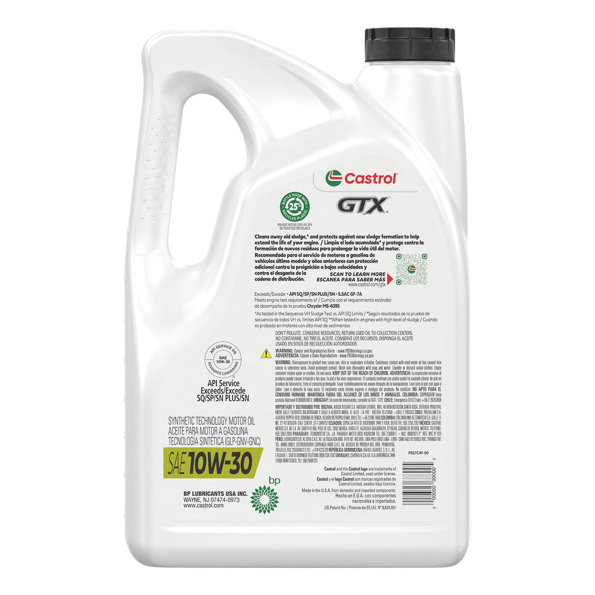 10W-30 Conventional Motor Oil, 5 Quarts V7961