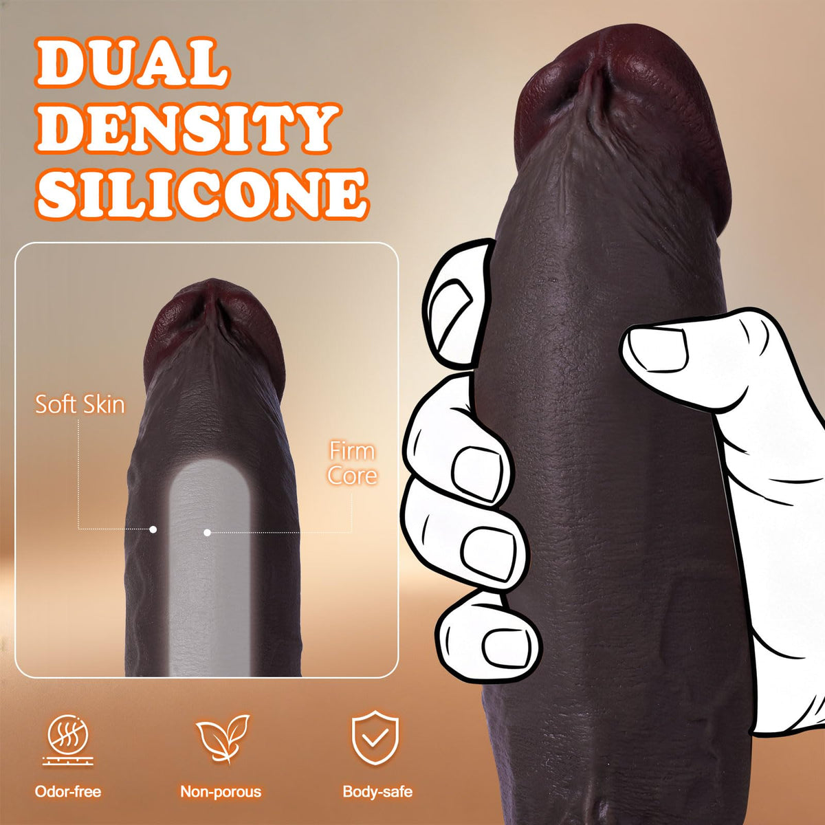 8 Inch Thick Black Dildo with Suction Cup L36868