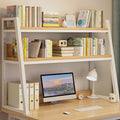 White 2-Tier Wood Desktop Bookshelf U666