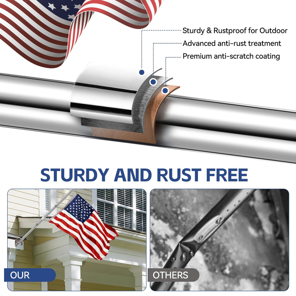 5 FT Flag Pole Kit with 3x5ft American Flag Stainless Steel K65199