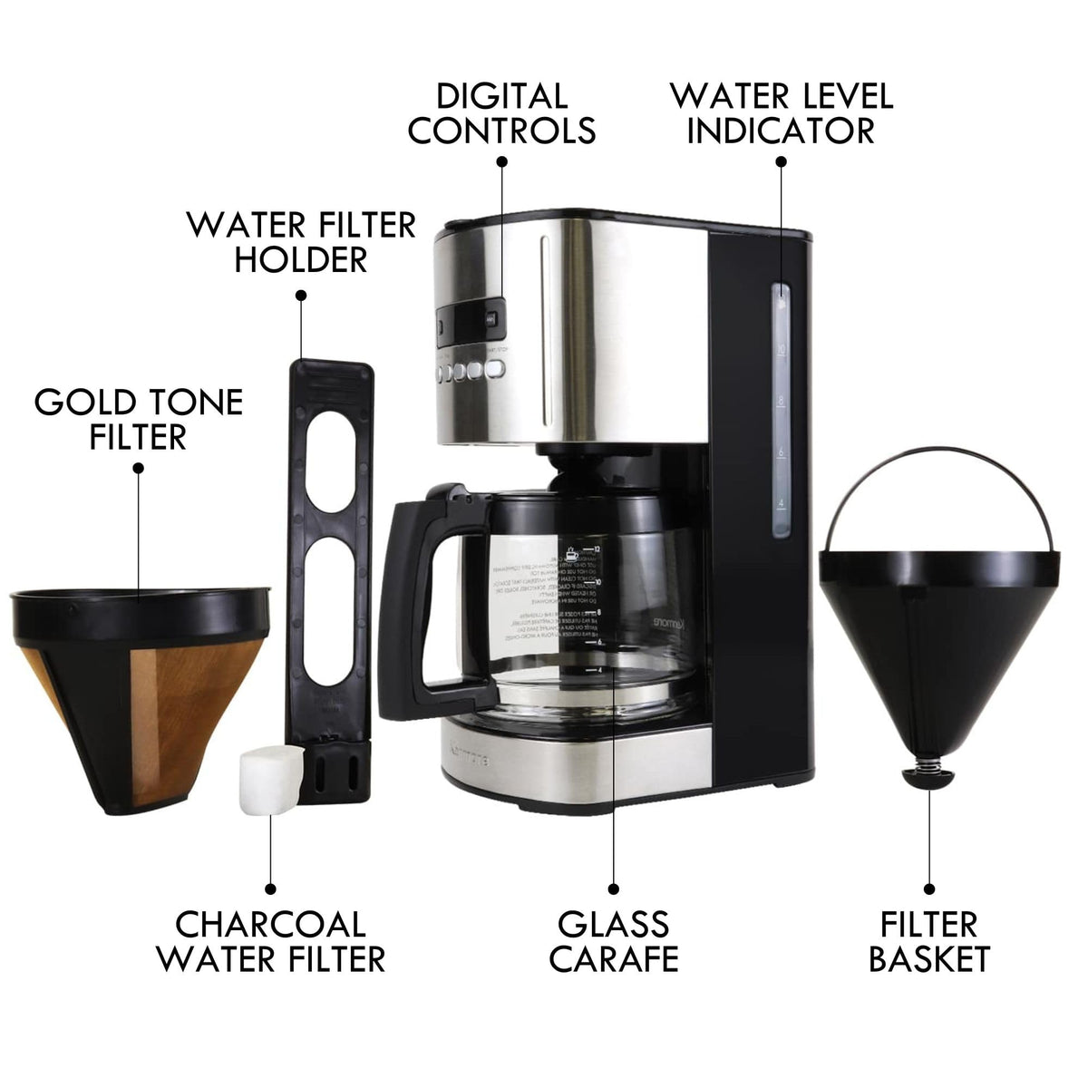 Programmable Drip Coffee Maker with Glass Pot, 12 Cup Black J45120