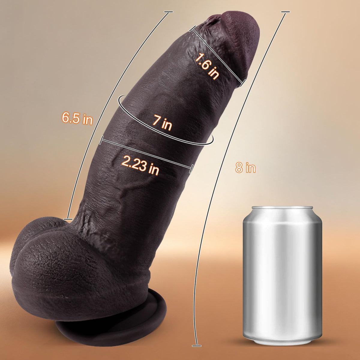 8 Inch Thick Black Dildo with Suction Cup L36868