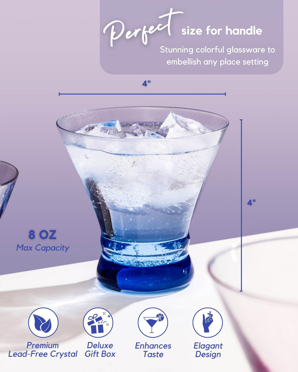 Colored Stemless Martini Glasses Set of 6 P58918