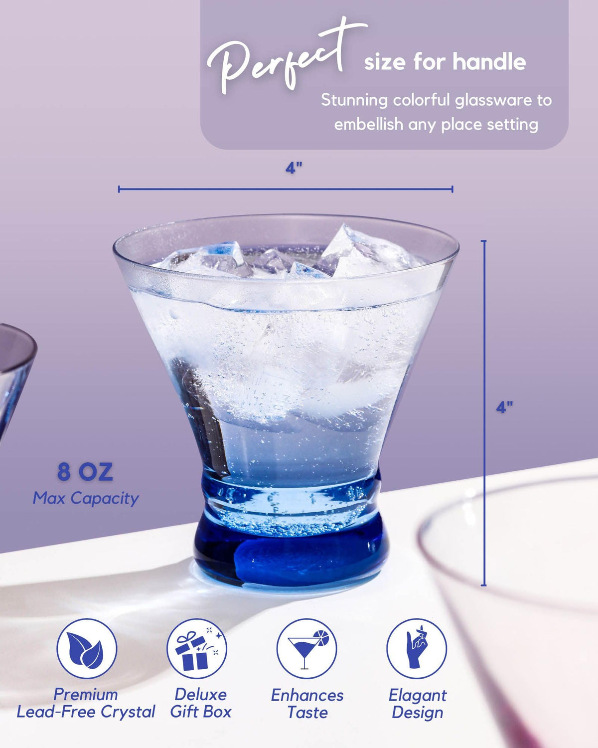 Colored Stemless Martini Glasses Set of 6 P58918