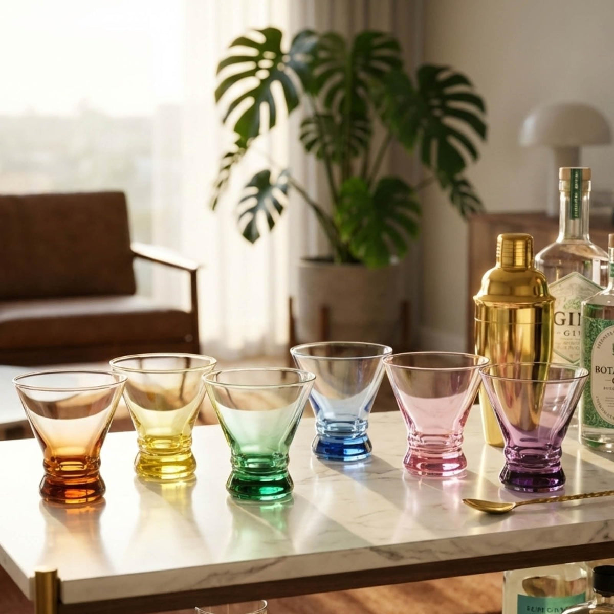 Colored Stemless Martini Glasses Set of 6 P58918