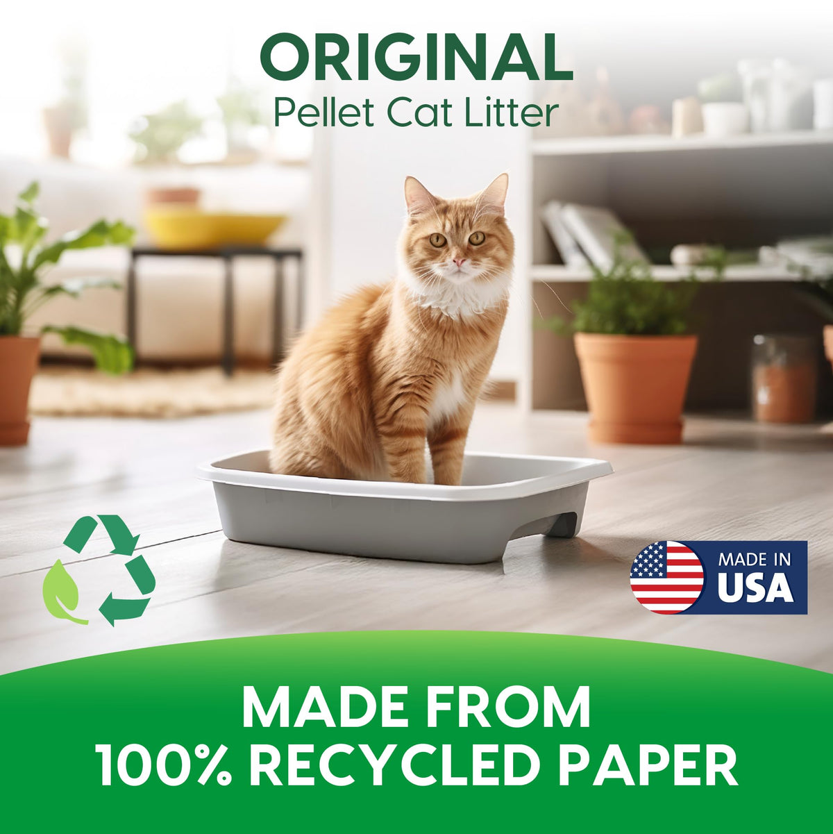 Recycled Paper Cat Litter, 12 Pound, Non-Clumping, Unscented U219