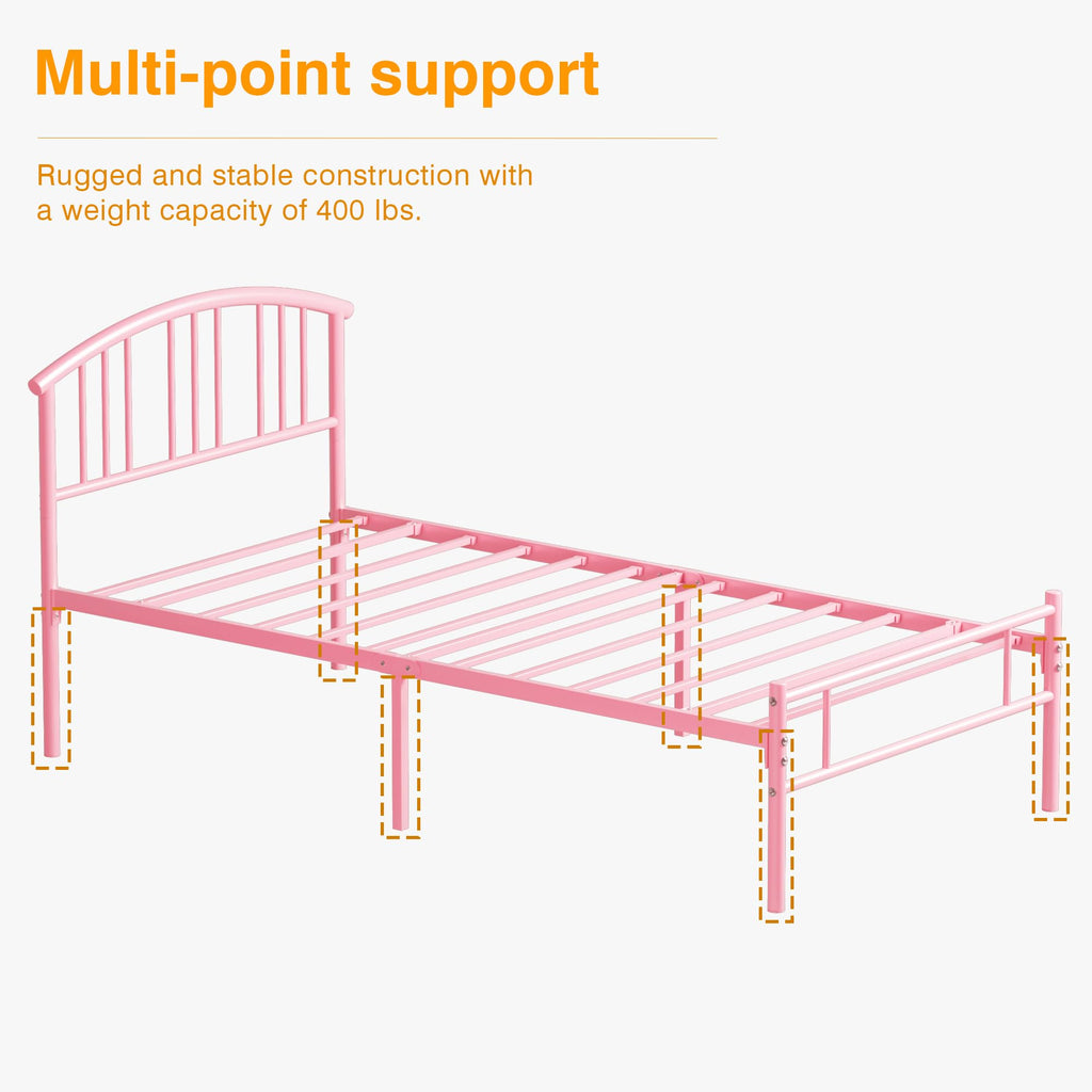 Twin Size Metal Bed Frame with Headboard and Footboard C254