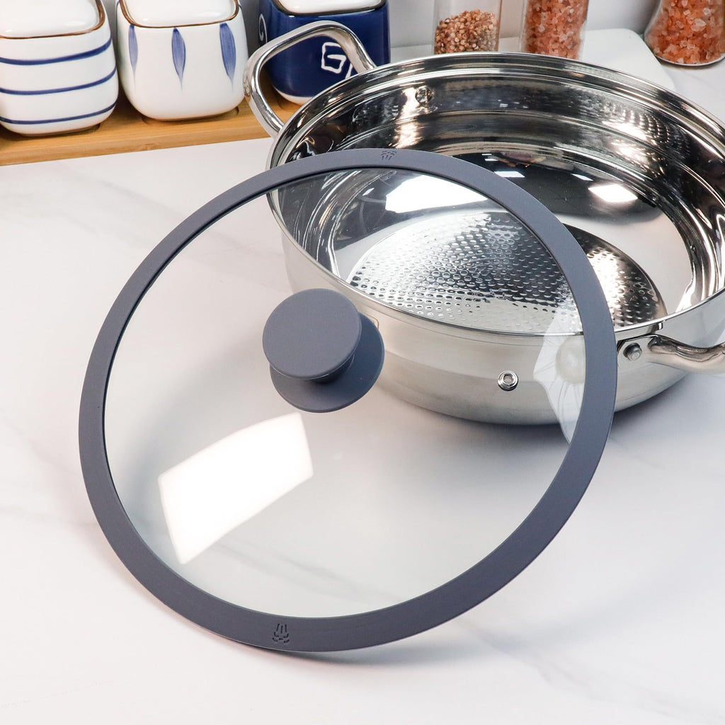 10.5" Round Tempered Glass Lid with Silicone Rim N419