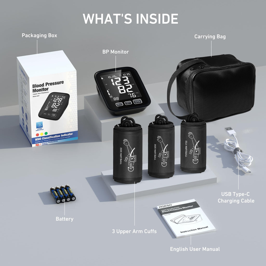 Blood Pressure Machine with 3 Size Cuffs and Backlit Display Y67818