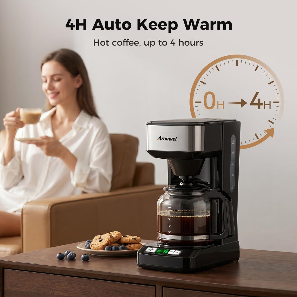 12-Cup Programmable Drip Coffee Maker with Glass Carafe S987