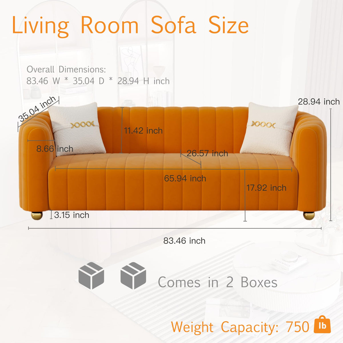 Orange Velvet 2-Piece Sofa B164632