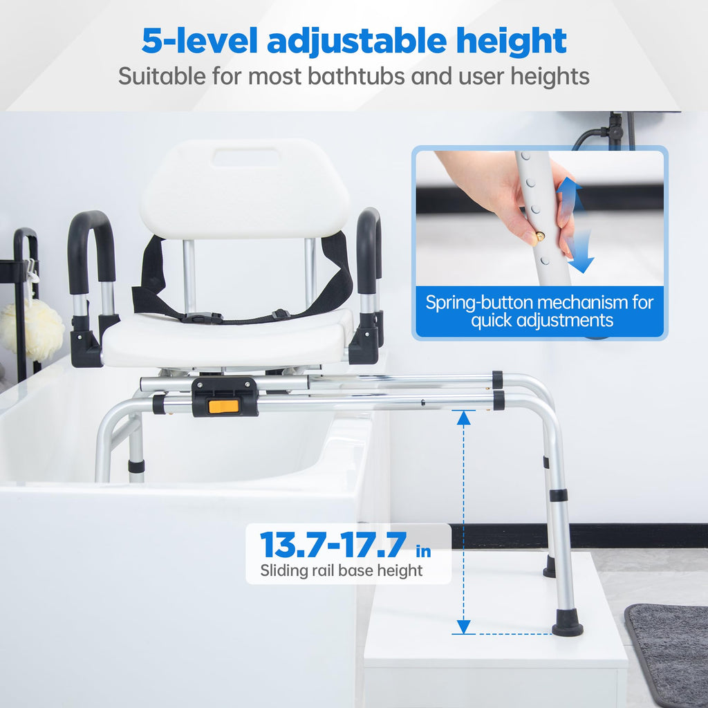 Sliding Shower Chair Tub Transfer Bench with Swivel Seat N792