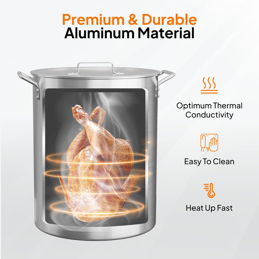 30QT Aluminum Turkey Fryer Pot & Seafood Boil Pot with Strainer Basket C824