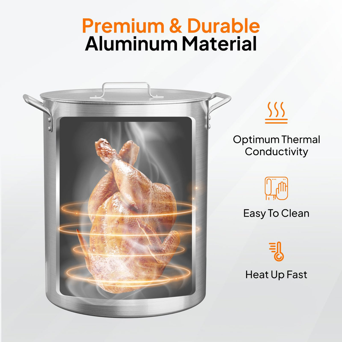 30QT Aluminum Turkey Fryer Pot & Seafood Boil Pot with Strainer Basket C824