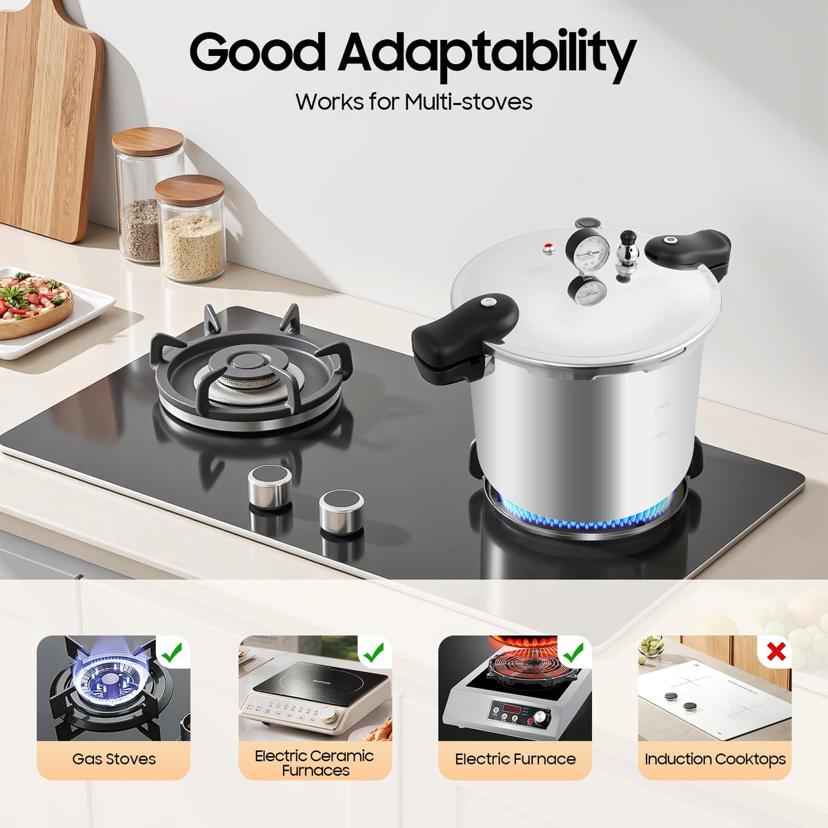 23 Quart Aluminum Pressure Cooker with Pressure Gauge & Release Valve K489877