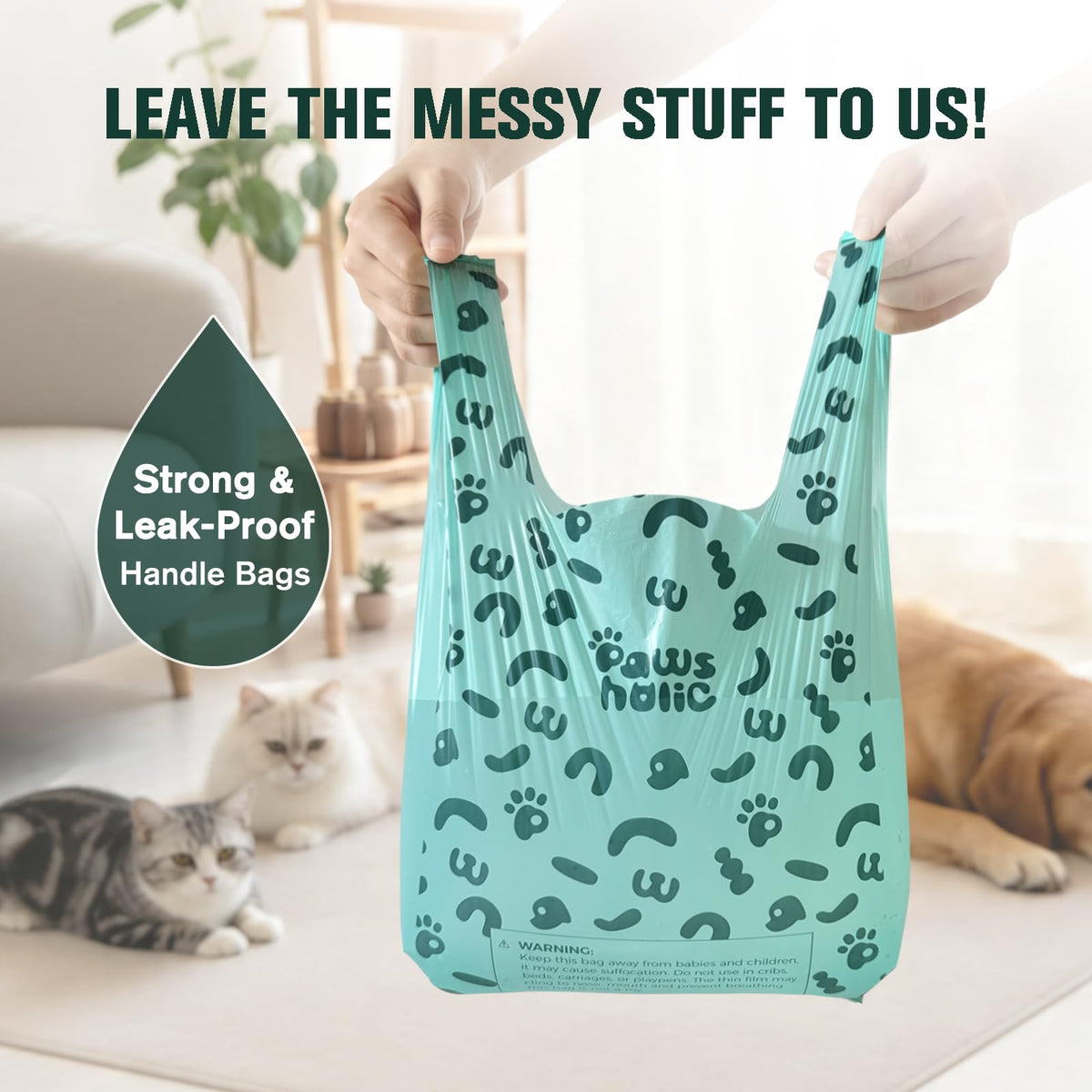 Cornstarch Based 180 Count 1.1 Gallon Lavender Scent Leak Proof Poop Bags with Handle H776