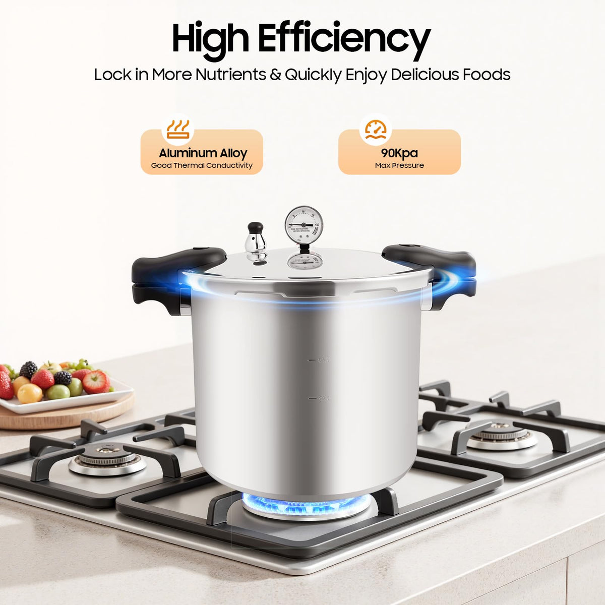 23 Quart Aluminum Pressure Cooker with Pressure Gauge & Release Valve K489877