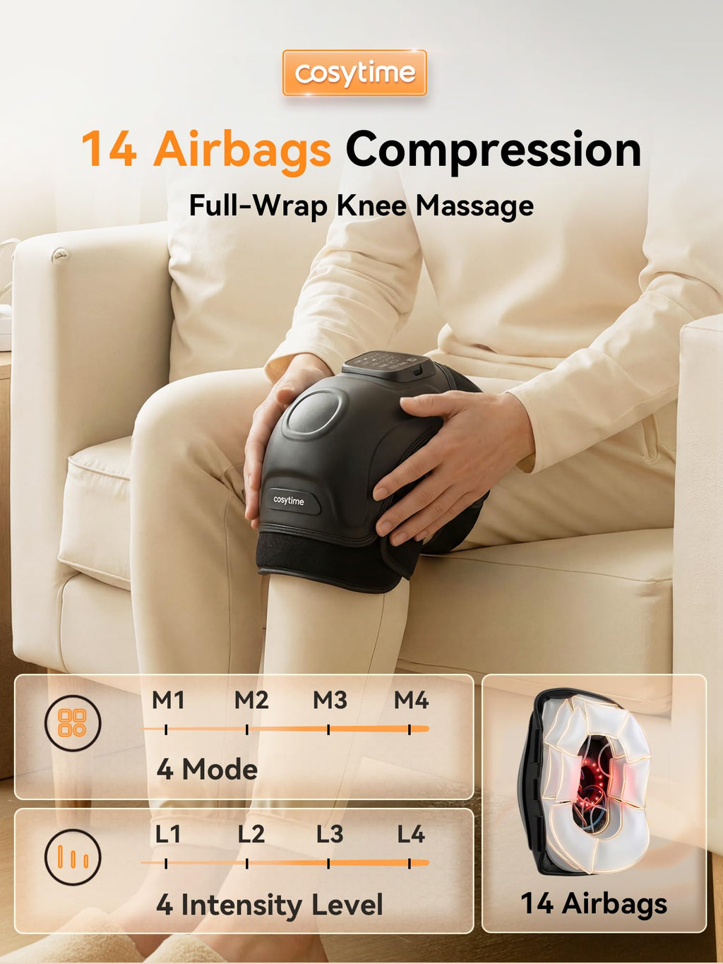 Cordless Knee Massager with Airbag Compression and Heat U685822