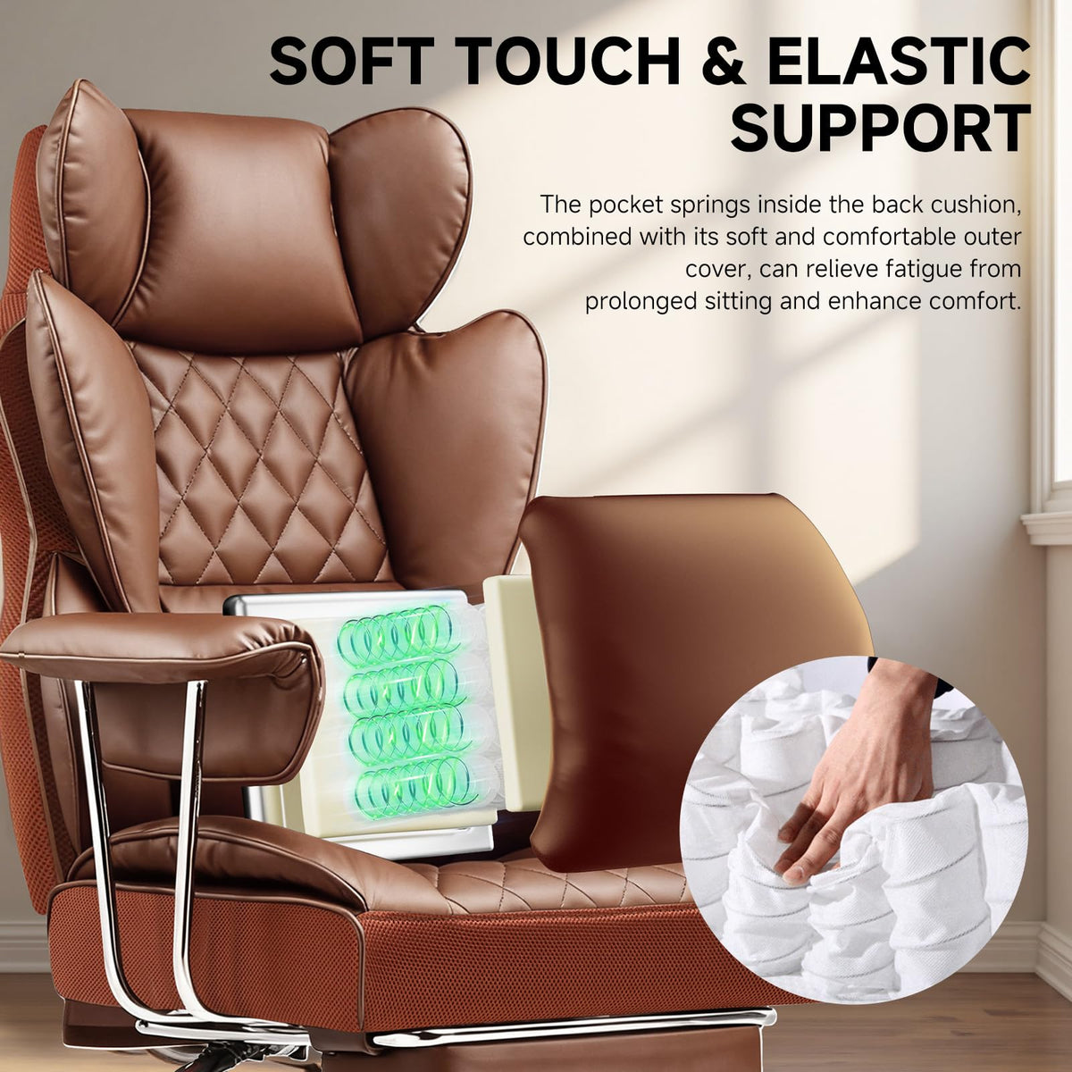 Big and Tall High Back Leather Office Chair with Footrest J689