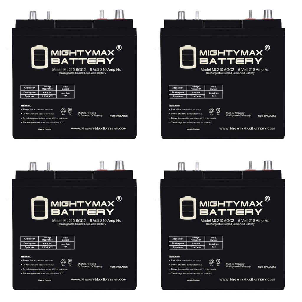 6V 210AH Dual Terminal SLA Replacement Battery 4 Pack O87693
