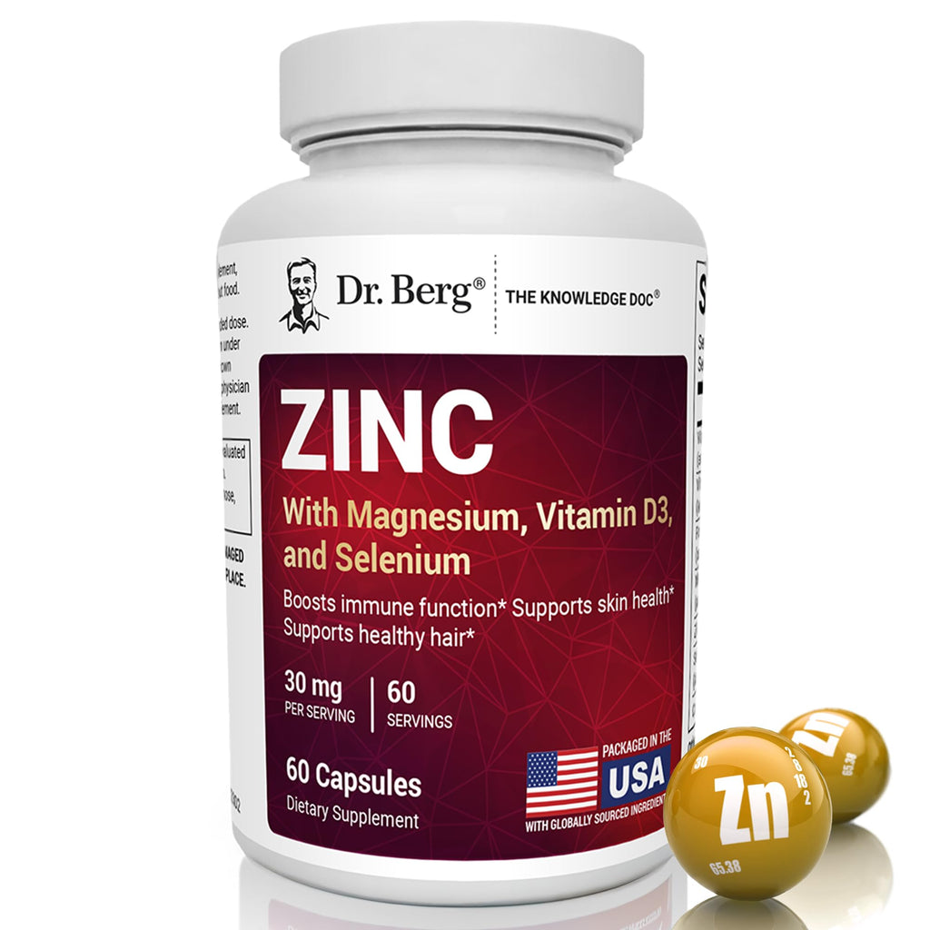 Zinc 30 mg 60 Capsules Chelated with Vitamin D & Selenium U3979